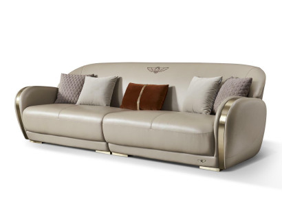 Sofa Polster Couch 3 Sitzer Ledersofa Original Beige Couchen Sofas Dreisitzer